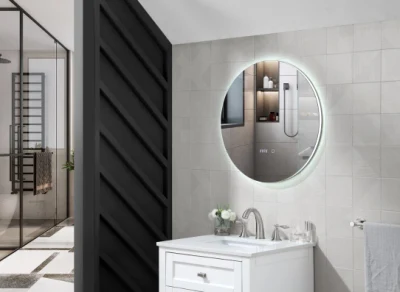 Novo Design de Moda Sem Moldura Samrt Atacado Decoração para Casa Oval Forma Redonda Alumínio Ferro Parede LED Espelho
